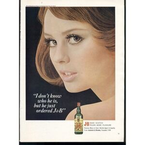 1968 Vintage J&B Rare Scotch Whiskey Advertisement Print Decor